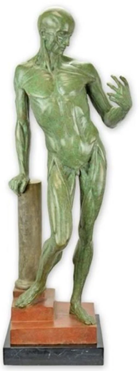 Casa Padrino escultura decorativa de lujo hombre verde / marrón / negro 23,8 x 22,1 x A. 67,4 cm - Escultura decorativa de bronce - Figura decorativa de bronce - Decoración de escritorio