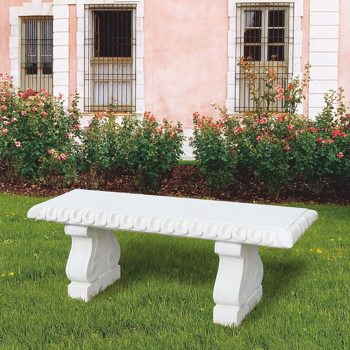 Casa Padrino Banco de Jard¨ªn Barroco Blanco 140 cm - Muebles de Jard¨ªn Barroco - Hecho en Italia