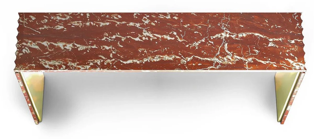 Casa Padrino Consola de M¨¢rmol de Lujo Rojo / Lat¨®n 180 x 40 x A. 90 cm - Consola Noble con M¨¢rmol Rosso Francia Cortado a Mano de Alta Calidad - Mobiliario de Hotel de Lujo