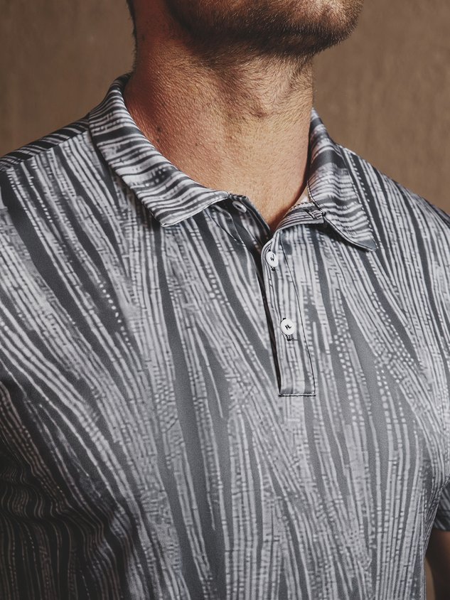 Ombre Geometric Button Short Sleeve Polo Shirt