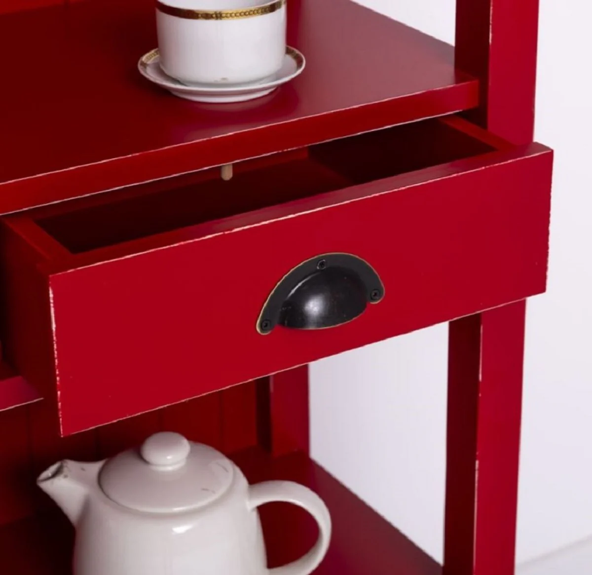 Casa Padrino armario de estilo campestre shabby chic rojo antiguo 91 x 39 x A. 197 cm - Armario de comedor de estilo campestre - Muebles de madera maciza - Muebles de estilo campestre shabby chic