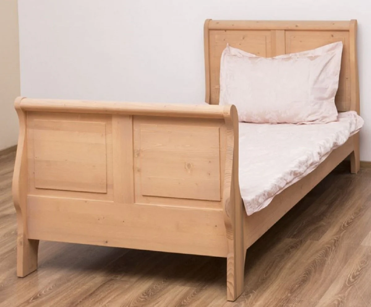 Casa Padrino cama de estilo campestre natural 90 x 200 x A. 121 cm - Cama individual de madera maciza - Muebles de dormitorio en estilo campestre - Muebles de dormitorio de madera maciza