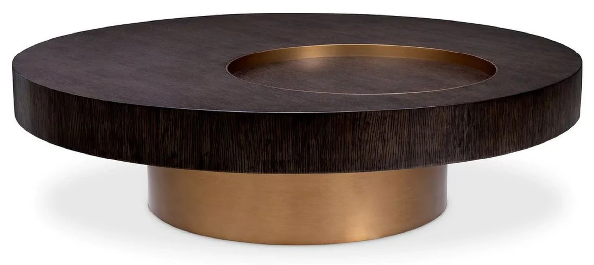 Casa Padrino mesa de centro de lujo moca / lat¨®n ? 110 x A. 30,5 cm - Mesa de sal¨®n redonda - Muebles de sal¨®n - Muebles de madera maciza - Muebles de lujo