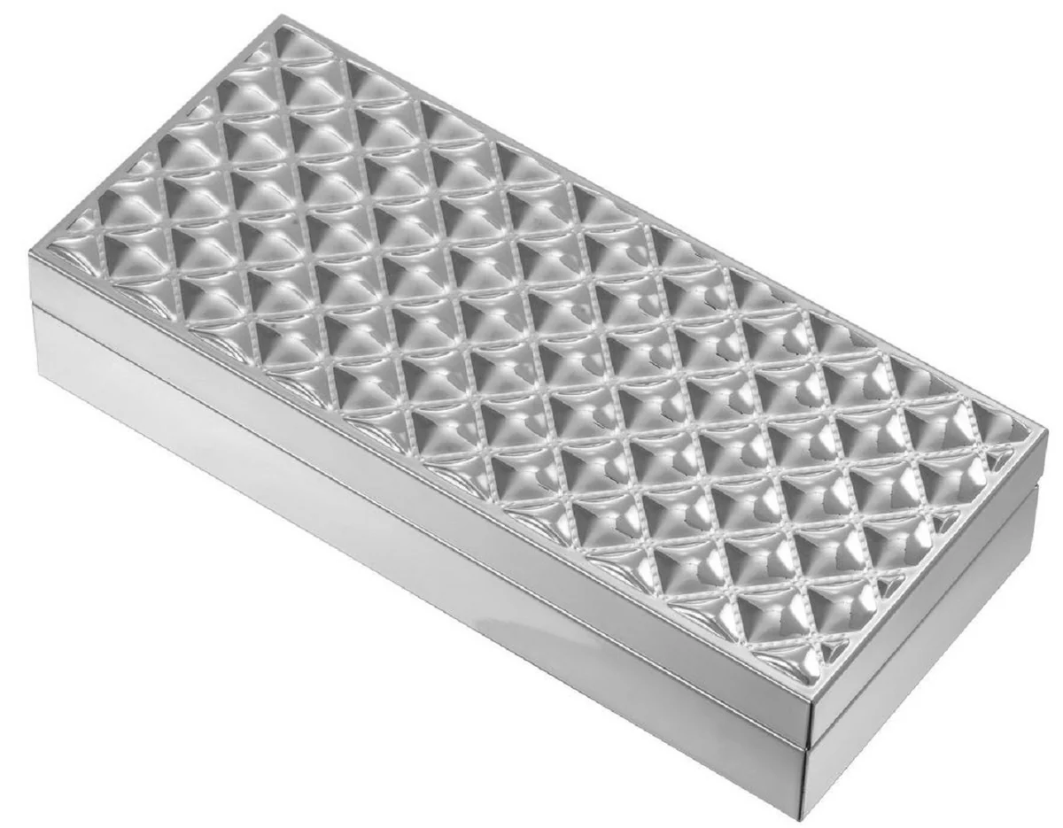 Casa Padrino caja de joya de lujo plata 20,5 x 9 x A. 4,5 cm - Caja de Almacenamiento - Accesorios Decorativos de Lujo