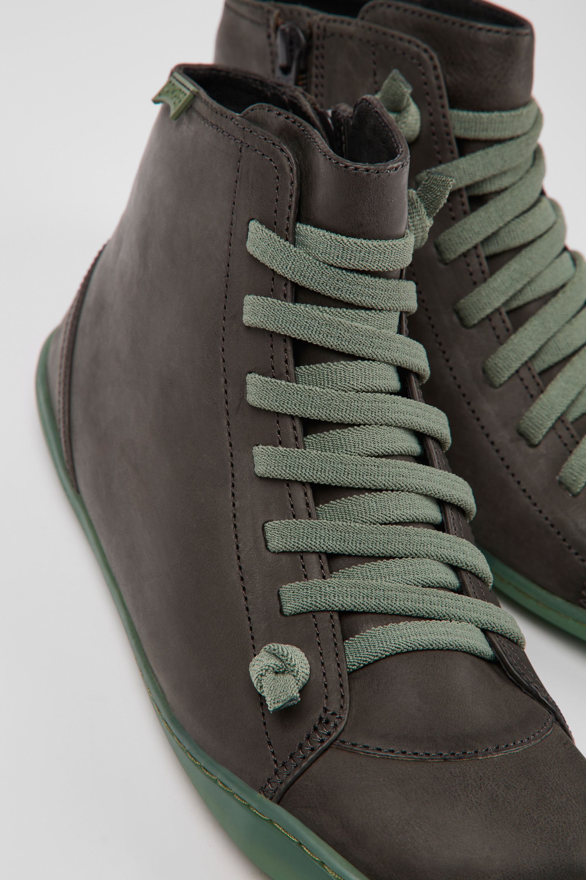 Peu - Gray leather ankle boots for women