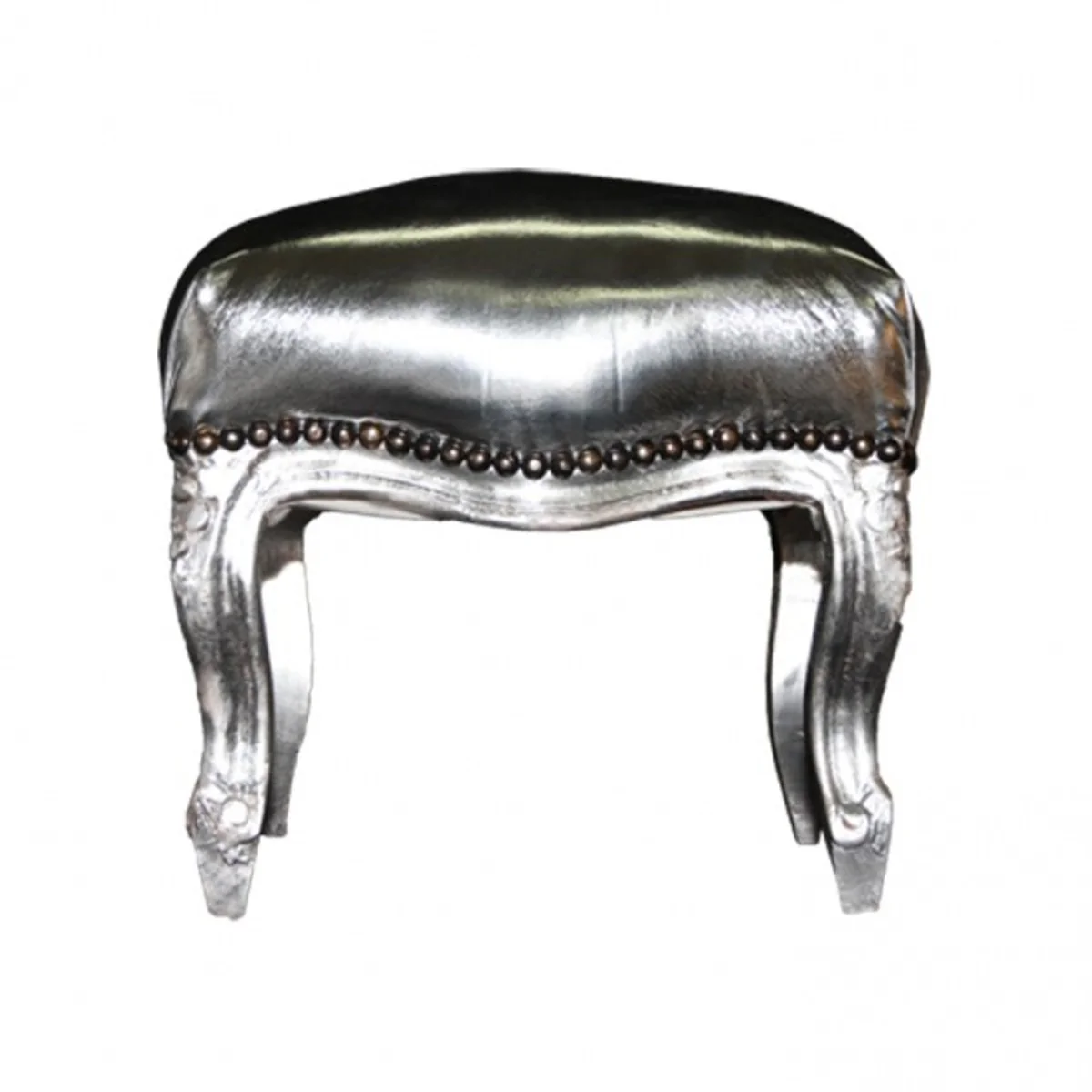 Casa Padrino barroco otomana de plata / plata - Muebles heces