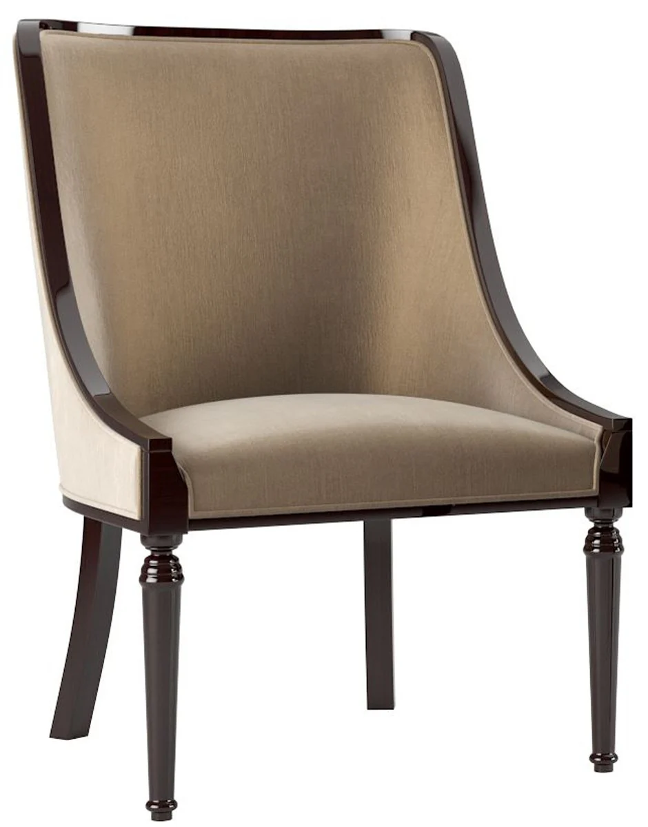 Casa Padrino conjunto de sillas de comedor barroco de lujo beige / marr¨®n oscuro brillante 50 x 50 x A. 92 cm - Sillas de cocina noble conjunto de 6 - Muebles de comedor barrocos