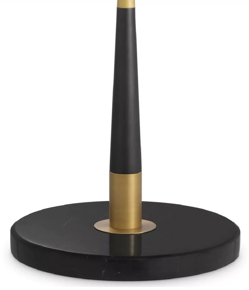 Casa Padrino lámpara de mesa de lujo latón antiguo / negro Ø 60 x A. 101,5 cm - Lámpara de escritorio moderna con pantalla redonda - Colección de Lujo