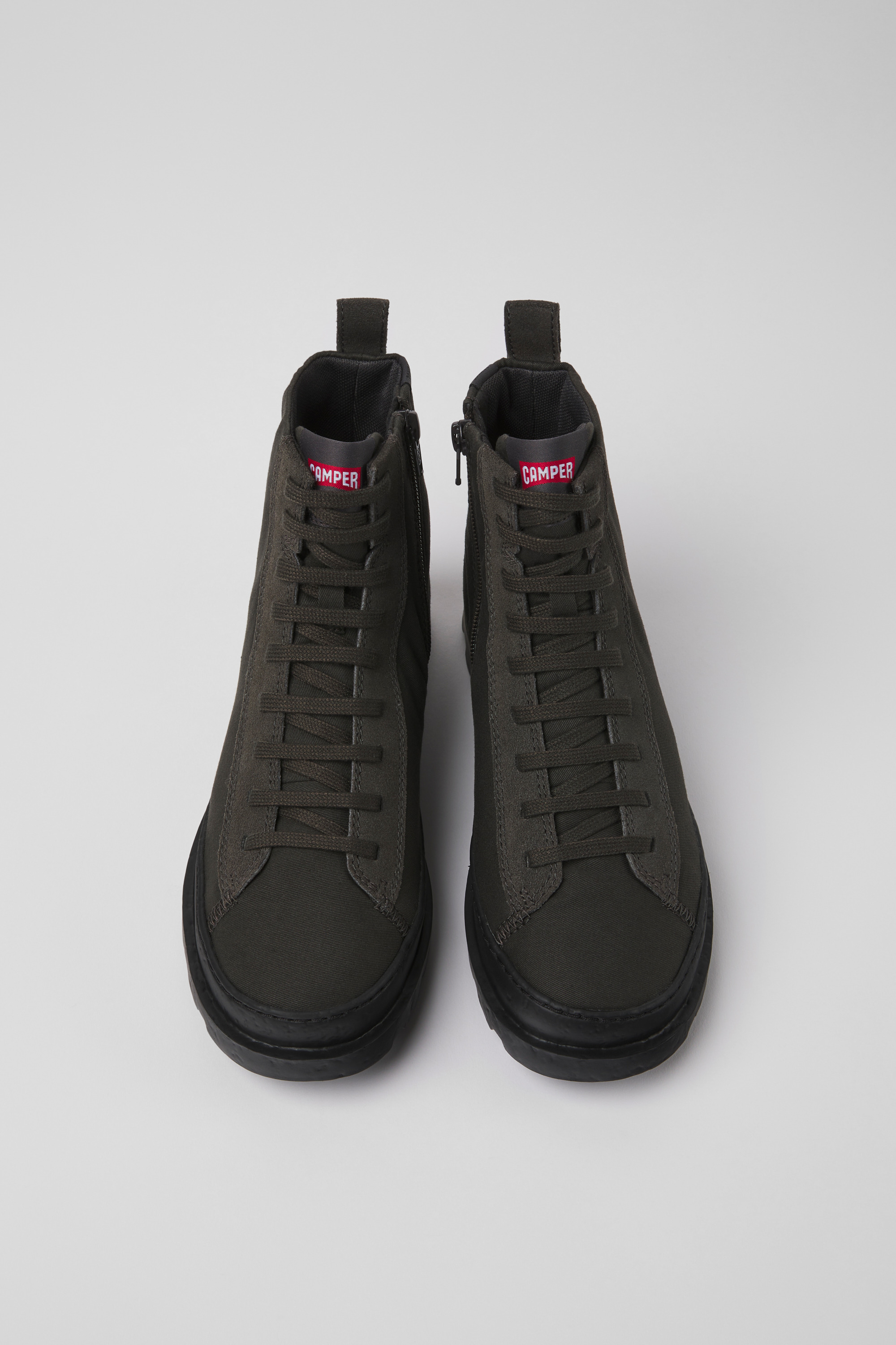 Brutus - Gray textile and nubuck ankle boots for women