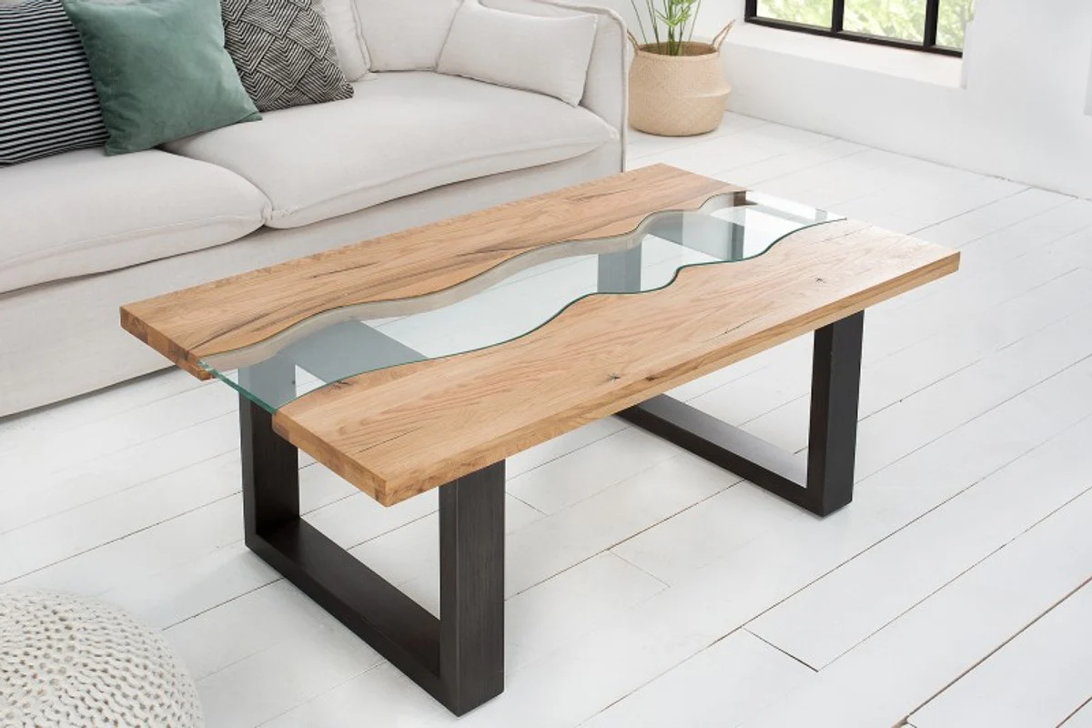 Casa Padrino, mesa de centro de madera maciza Sheesham marr¨®n natural, 110 x h, 40 cm - mesa de la sala