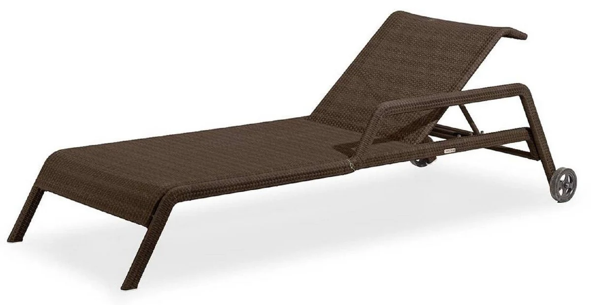 Casa Padrino tumbona de jardín de lujo marrón 224 x 75 x A. 51 cm - Tumbona resistente a la intemperie tejida a mano - Tumbona moderna - Muebles de Jardín de Hotel
