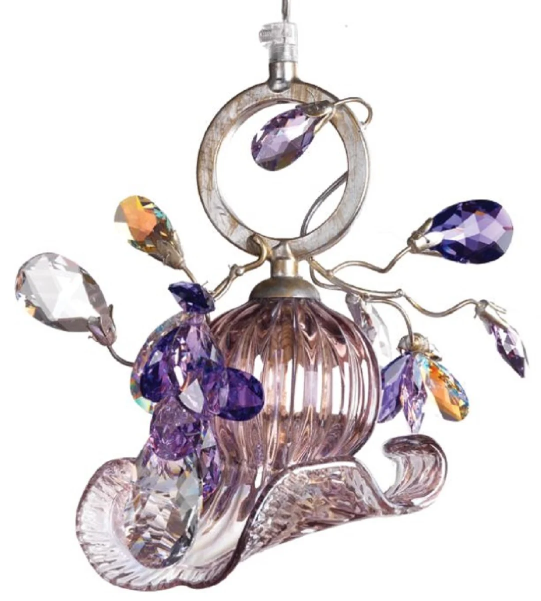 Casa Padrino lámpara de araña de lujo multicolor 22 x 14 x A. 22 cm - Lámpara de araña de cristal moderna con cristal Swarovski - Calidad de Lujo