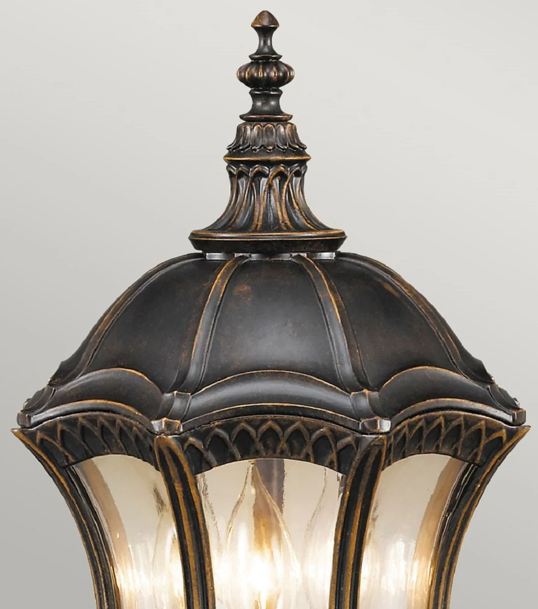 Casa Padrino lámpara de pedestal barroco marrón / bronce / oro Ø 24,1 x A. 61 cm - Resistente a la intemperie jardín terraza lámpara exterior linterna de jardín - Iluminación exterior nostálgica