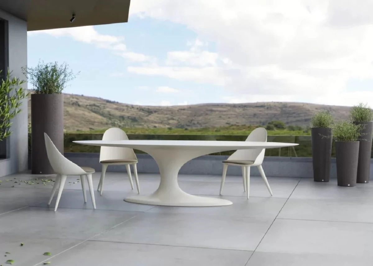 Casa Padrino silla de jard¨ªn de lujo gris / blanco mate A. 94 cm - Muebles de jard¨ªn de lujo