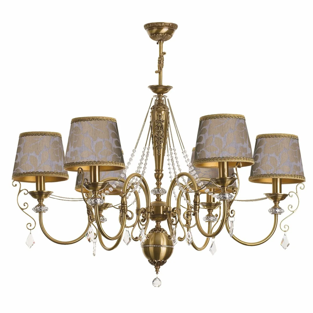 Casa Padrino l¨¢mpara de ara?a barroco de lujo de cristal lat¨®n con p¨¢tina / plata / beige / oro ? 95 x A. 80 cm