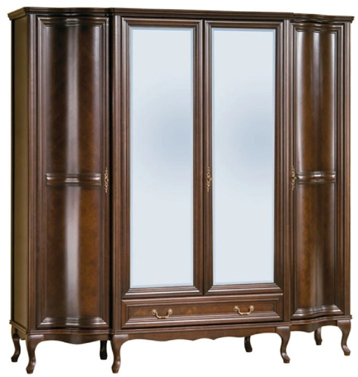 Casa Padrino armario de dormitorio Art Nouveau de lujo marr¨®n oscuro 206,5 x 63,5 x A. 206 cm - Armario de madera maciza con 4 puertas y caj¨®n - Muebles de Dormitorio Barroco y Art Nouveau