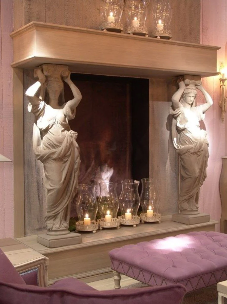 Casa Padrino escultura decorativa Art Nouveau de lujo señora gris 46 x 30 x A. 146 cm - Magnífica estatua de cerámica - Figura decorativa hecha a mano - Accesorios de Decoración de Jardín y Terraza