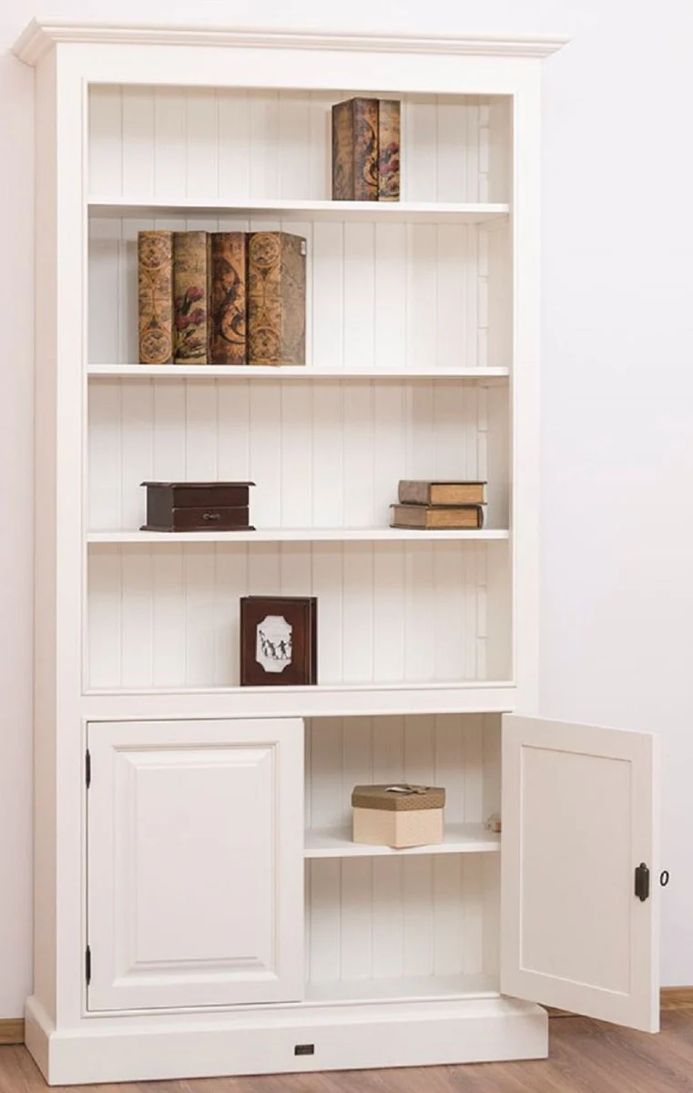 Casa Padrino gabinete de libros / armario estanter¨ªa de estilo campestre blanco 110 x 39 x H. 210 cm - Armario de Sala de Estar con 2 Puertas