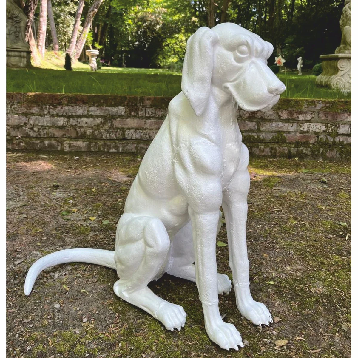Casa Padrino escultura decorativa de perro en bronce blanco A. 70 cm - Decoraci¨®n de jard¨ªn