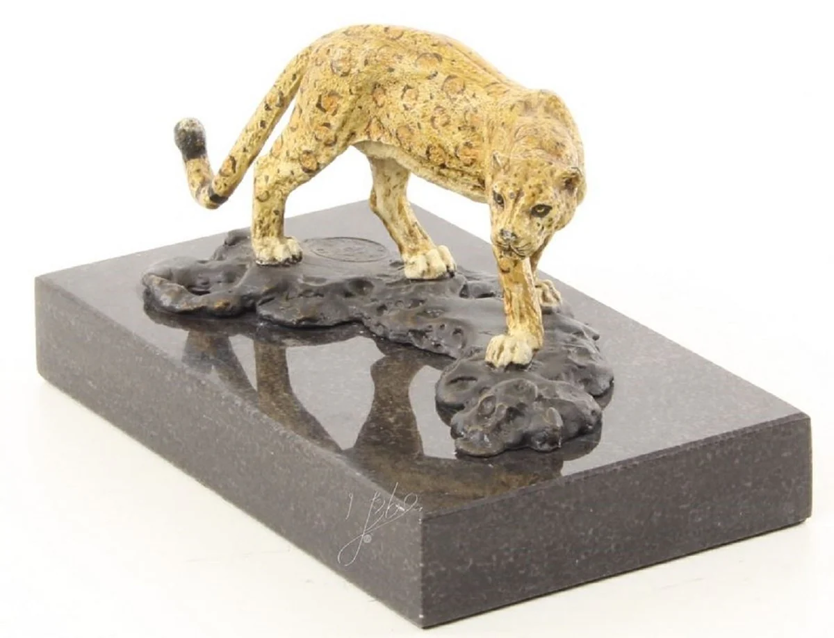 Casa Padrino figura de bronce jaguar multicolor / negro 12,7 x 7,7 x H. 7,4 cm - Deco de la Sala
