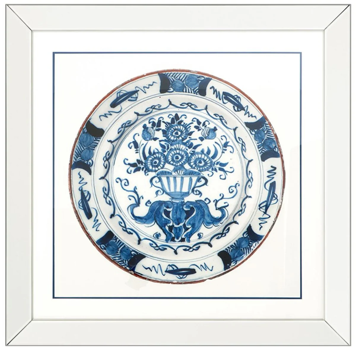 Casa Padrino imágenes set / set de impresión de 4 platos de porcelana china antigua blanco / azul 80 x H. 80 cm - Decoración de Pared de Lujo