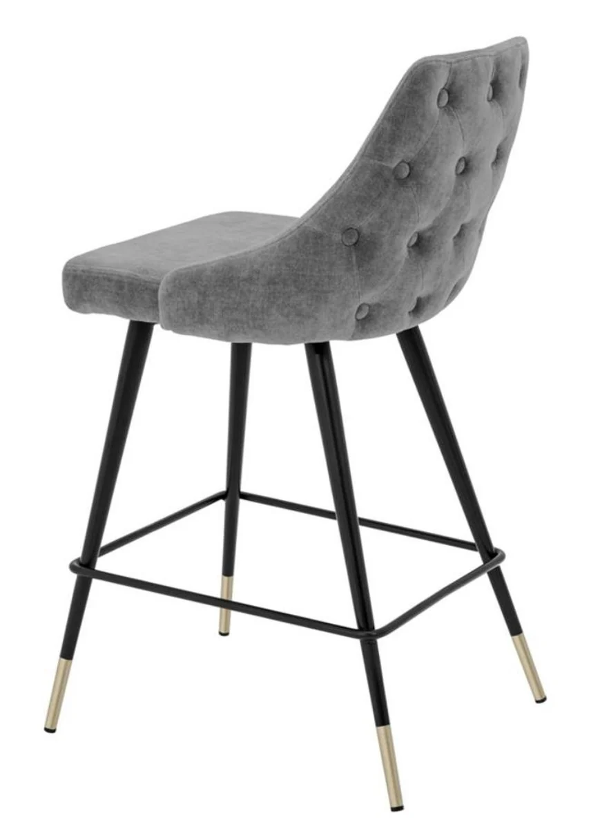 Casa Padrino luxury bar chair gray / black 47 x 52 x H. 91 cm - Luxury Bar Furniture