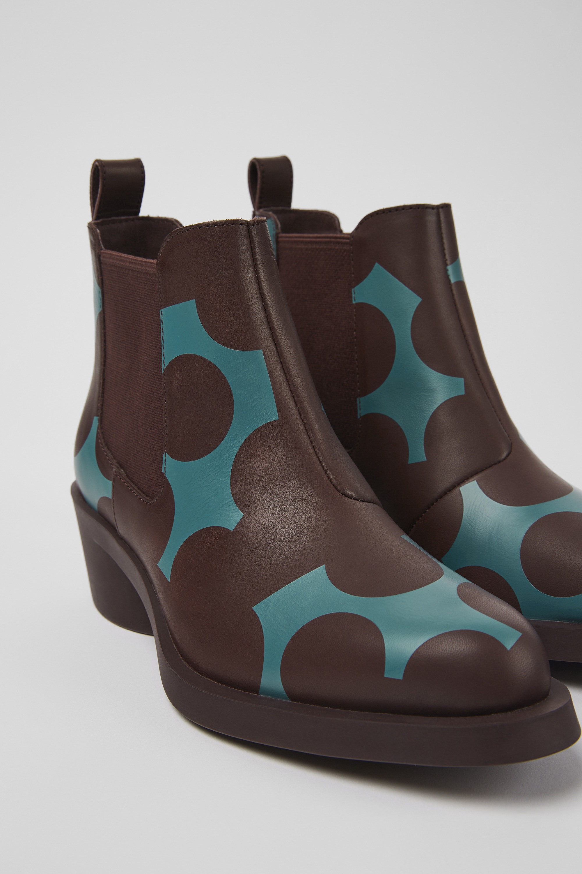 Twins - Burgundy and blue leather ankle boots for women