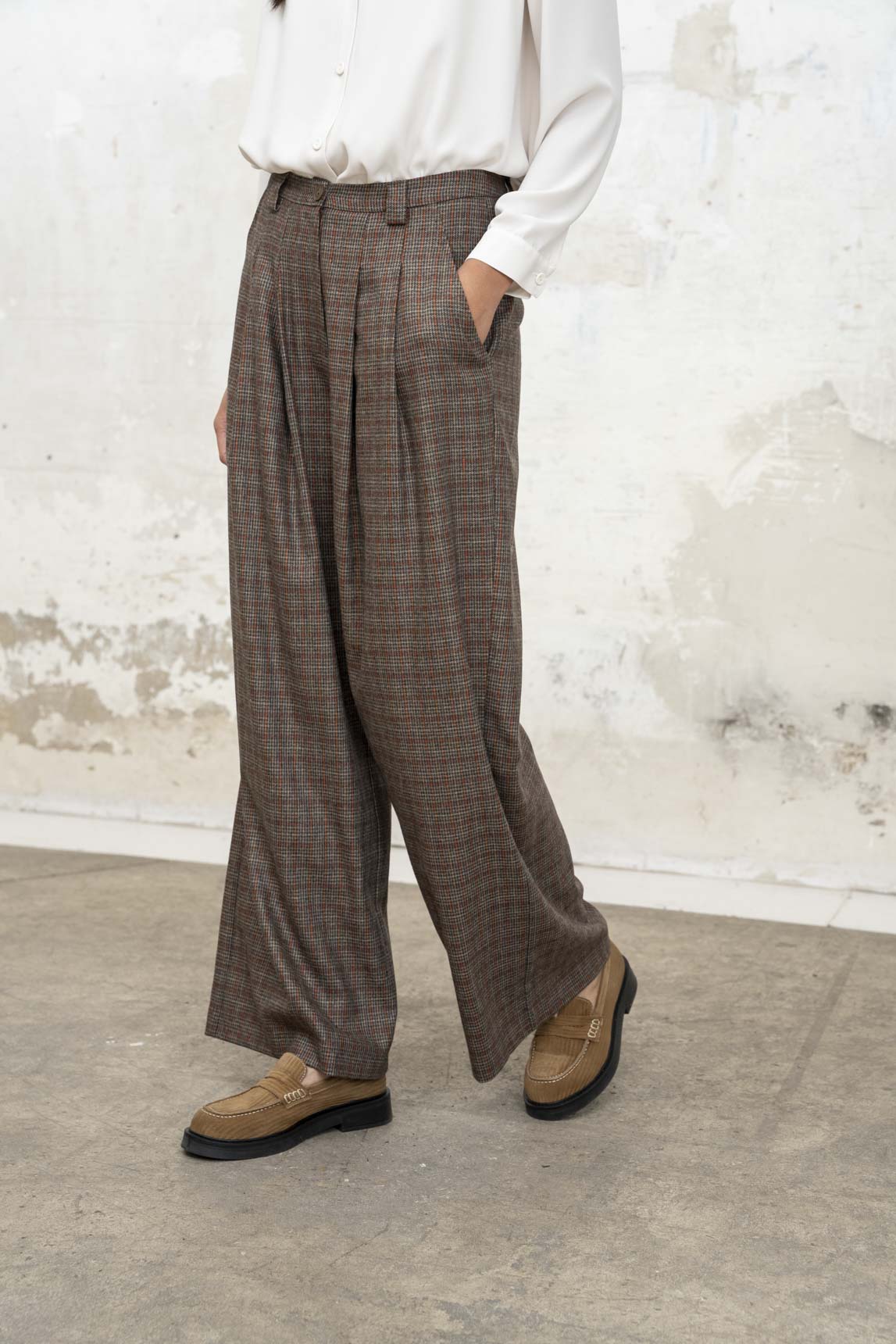 Rivera-spain Pantalón Aretha cuadros escoceses marrón