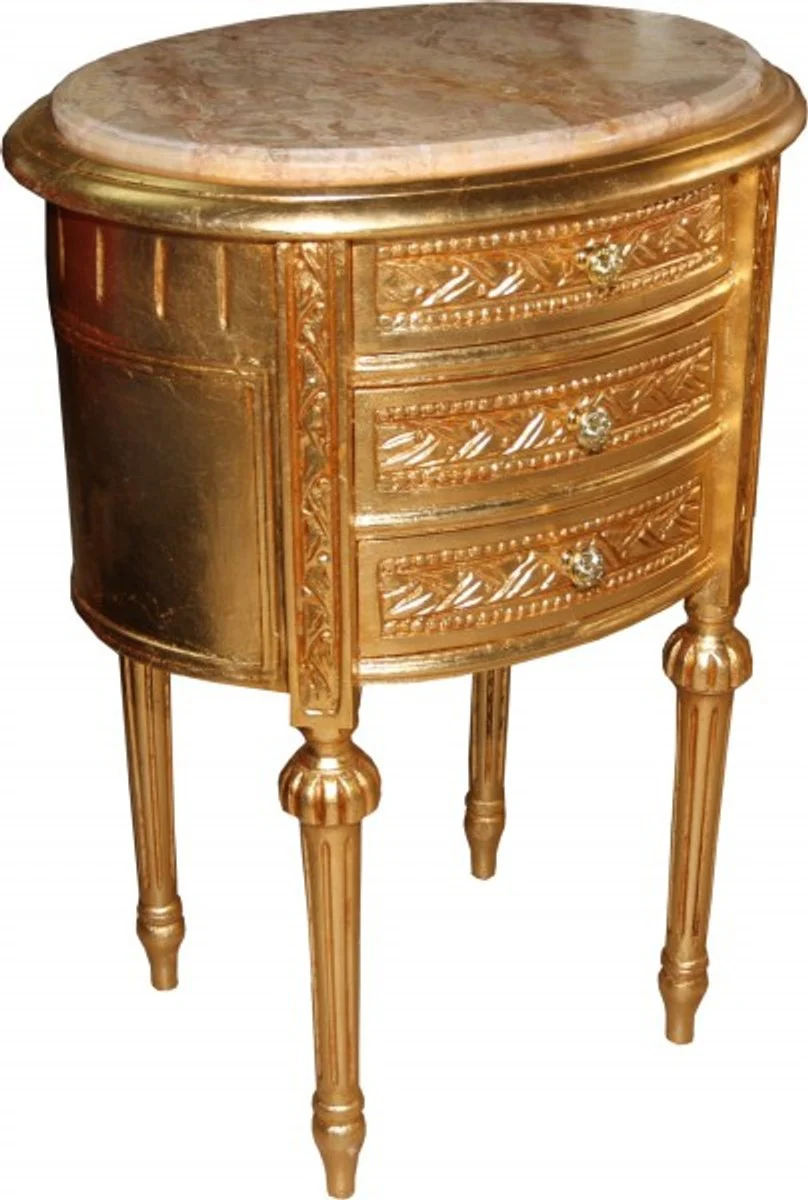 Casa Padrino Baroque Commode gold with marble top H 70 cm, W 52 cm - Bedside console