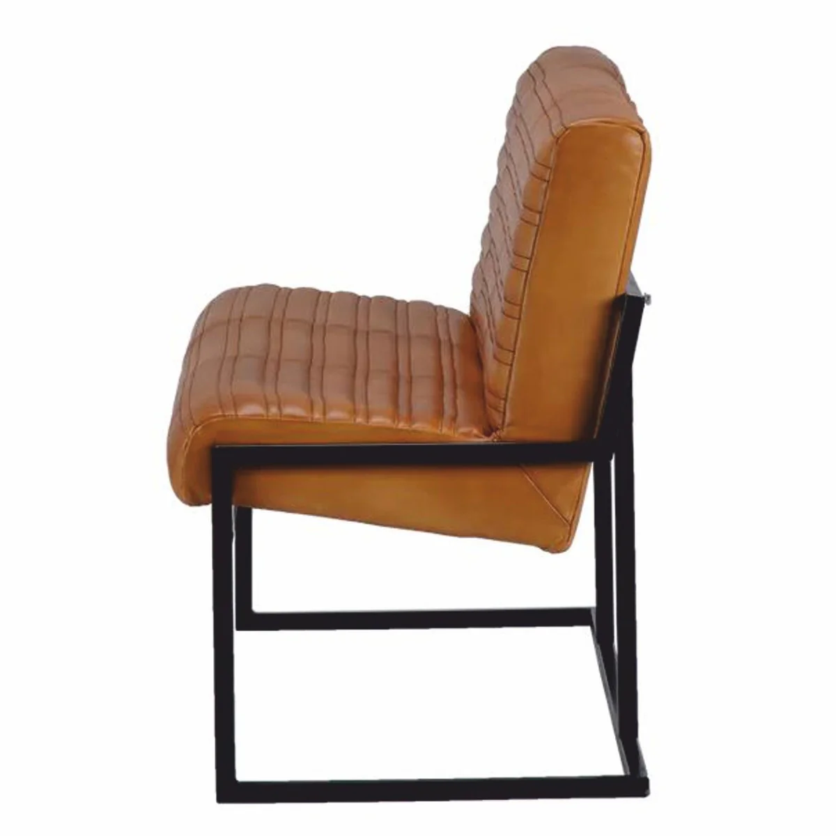 Casa Padrino banco de lujo de cuero genuino marr¨®n claro / negro 180 cm - Muebles de cuero genuino