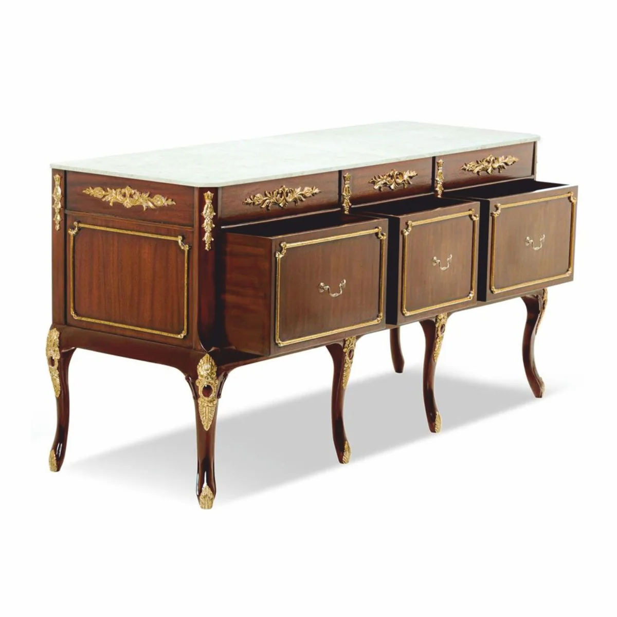 Casa Padrino cómoda barroco de lujo con tapa de mármol marrón / oro / crema 167 cm - Muebles barrocos