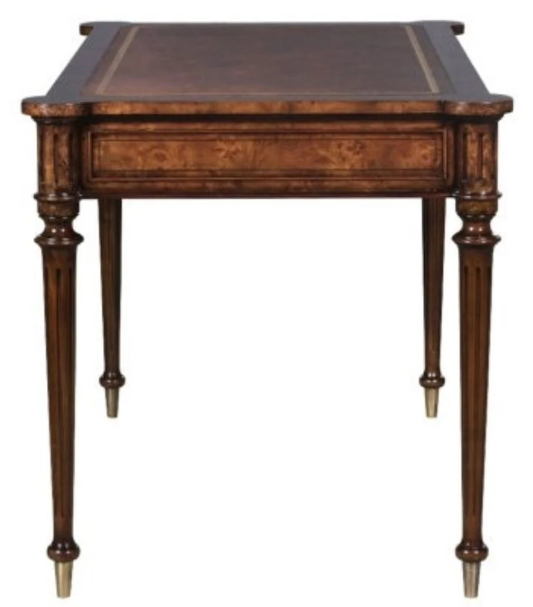 Casa Padrino escritorio Art Nouveau de lujo con 2 cajones marr¨®n / plata 126 x 74 x H. 76 cm - Calidad de Lujo