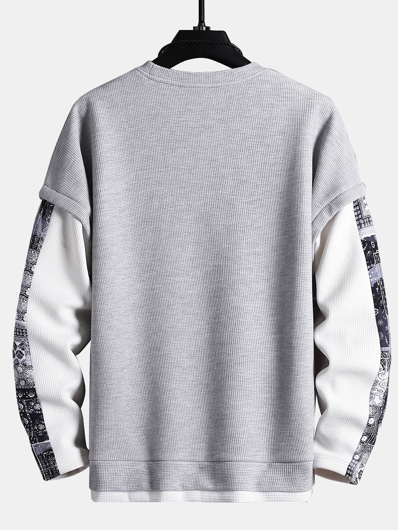 Paisley Print Double Layer Waffle Sweatshirt