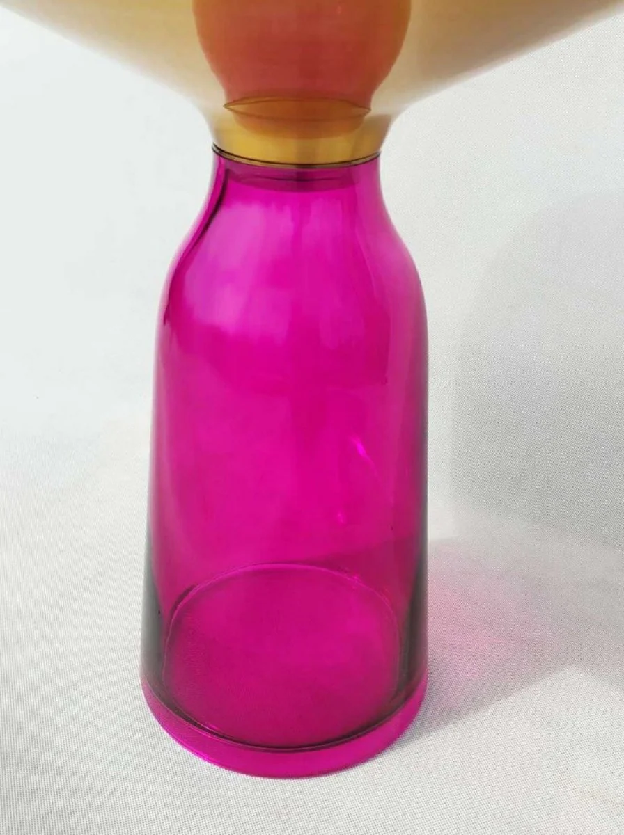 Casa Padrino mesa auxiliar de lujo negro / oro / p¨²rpura ? 50 x A. 53 cm - Mesa redonda de vidrio - Muebles de sal¨®n - Muebles de lujo