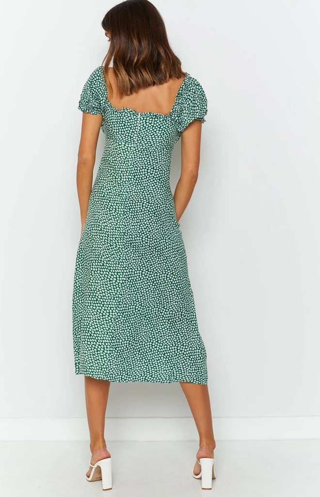 Sexy Square Collar Printed Split Dress