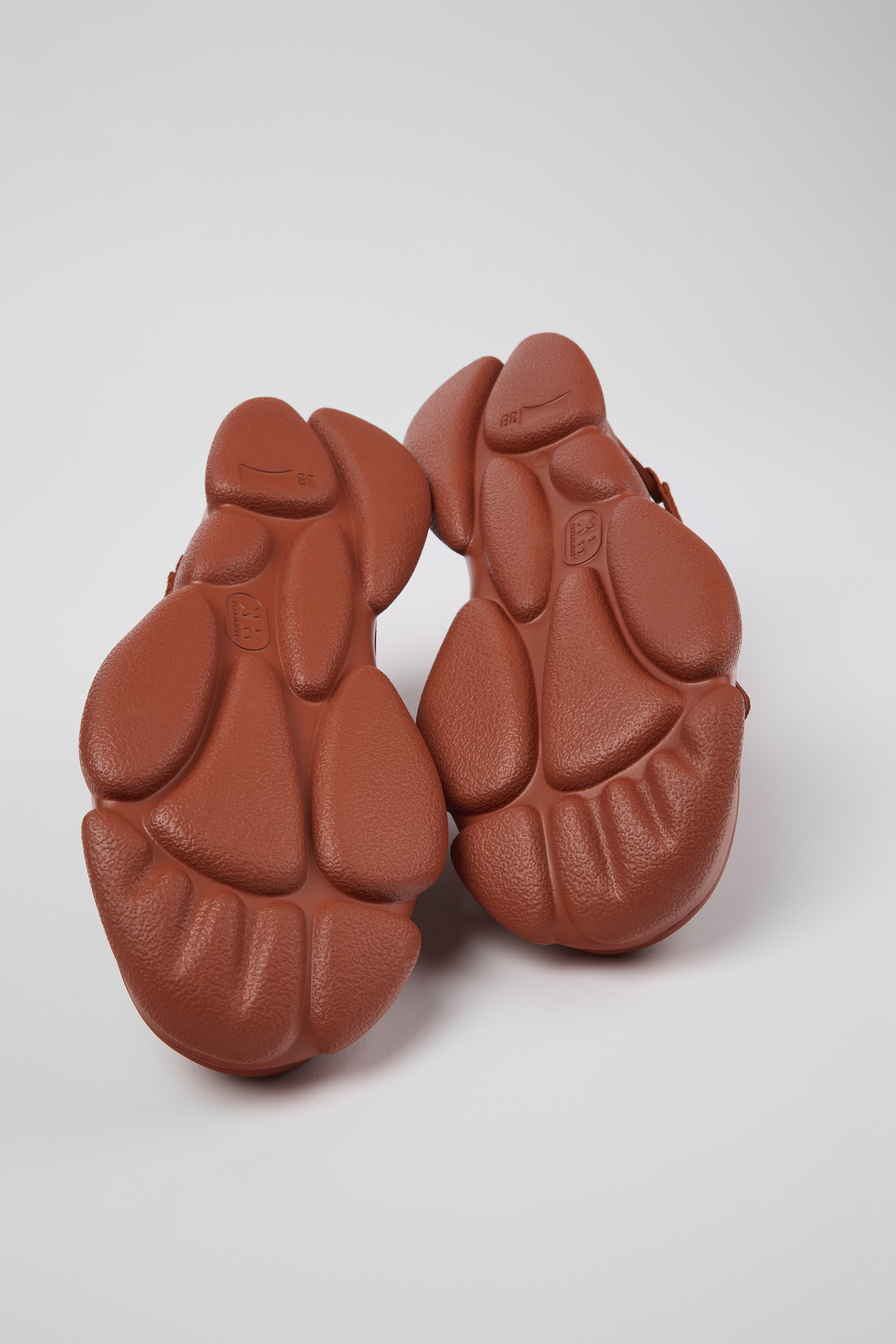 Karst - Red leather and textile sneakers for women