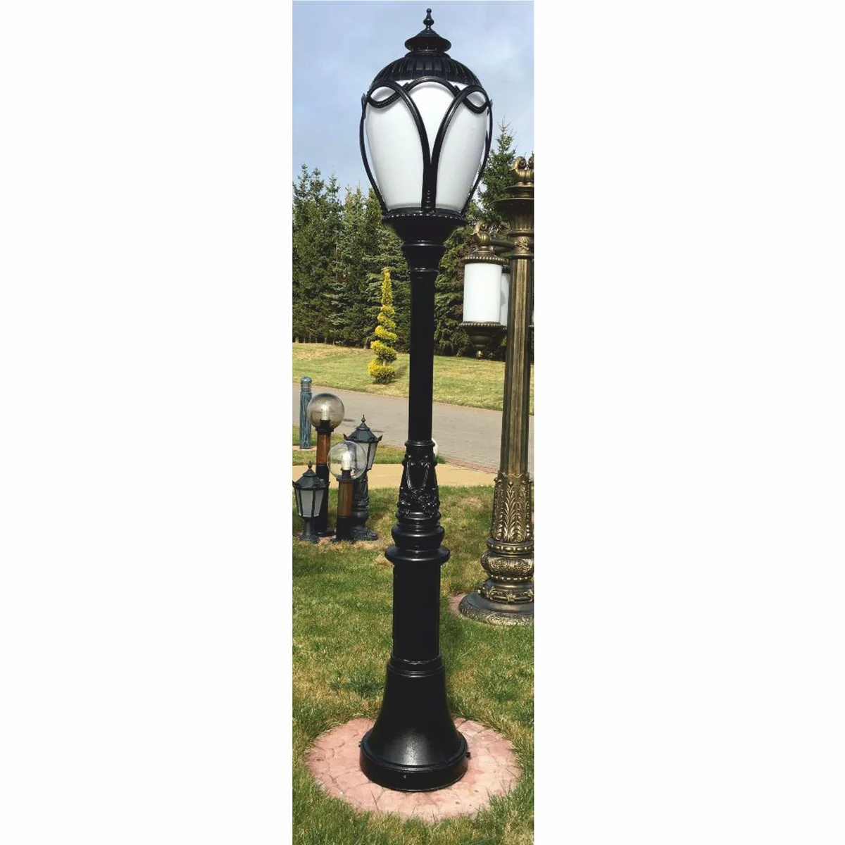 Casa Padrino linterna de jard¨ªn Art Nouveau negro / blanco A. 389,5 cm - Iluminaci¨®n exterior