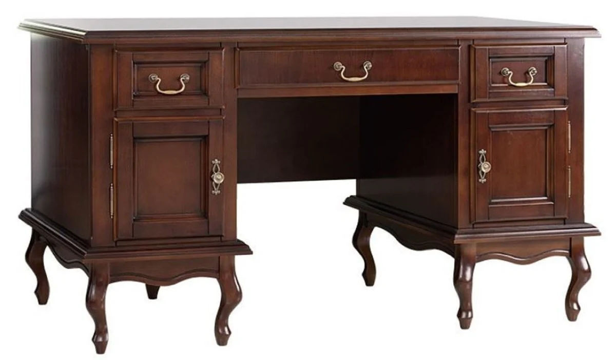Casa Padrino escritorio art nouveau de lujo marr¨®n oscuro 160 x 79 x A. 80 cm - Mesa de oficina de madera maciza con 3 cajones y 2 puertas - Muebles de Oficina de Madera Maciza Art Nouveau