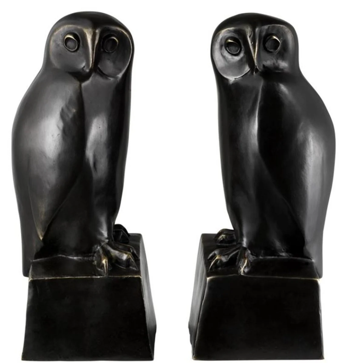 Casa Padrino sujetalibros búho de bronce diseñador de juego de 2 - figuras de bronce de lujo
