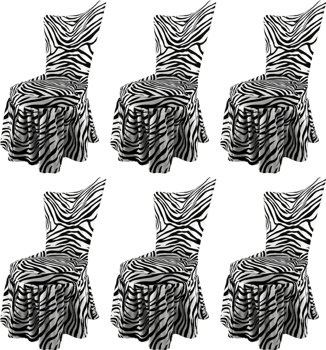 Pomp??s by Casa Padrino Sillas de Comedor de Castillo Barroco de Lujo Cebra Negro / Blanco - Sillas Barroco de Pomp??s Dise?adas por Harald Gl??ckler - 6 Sillas de Comedor