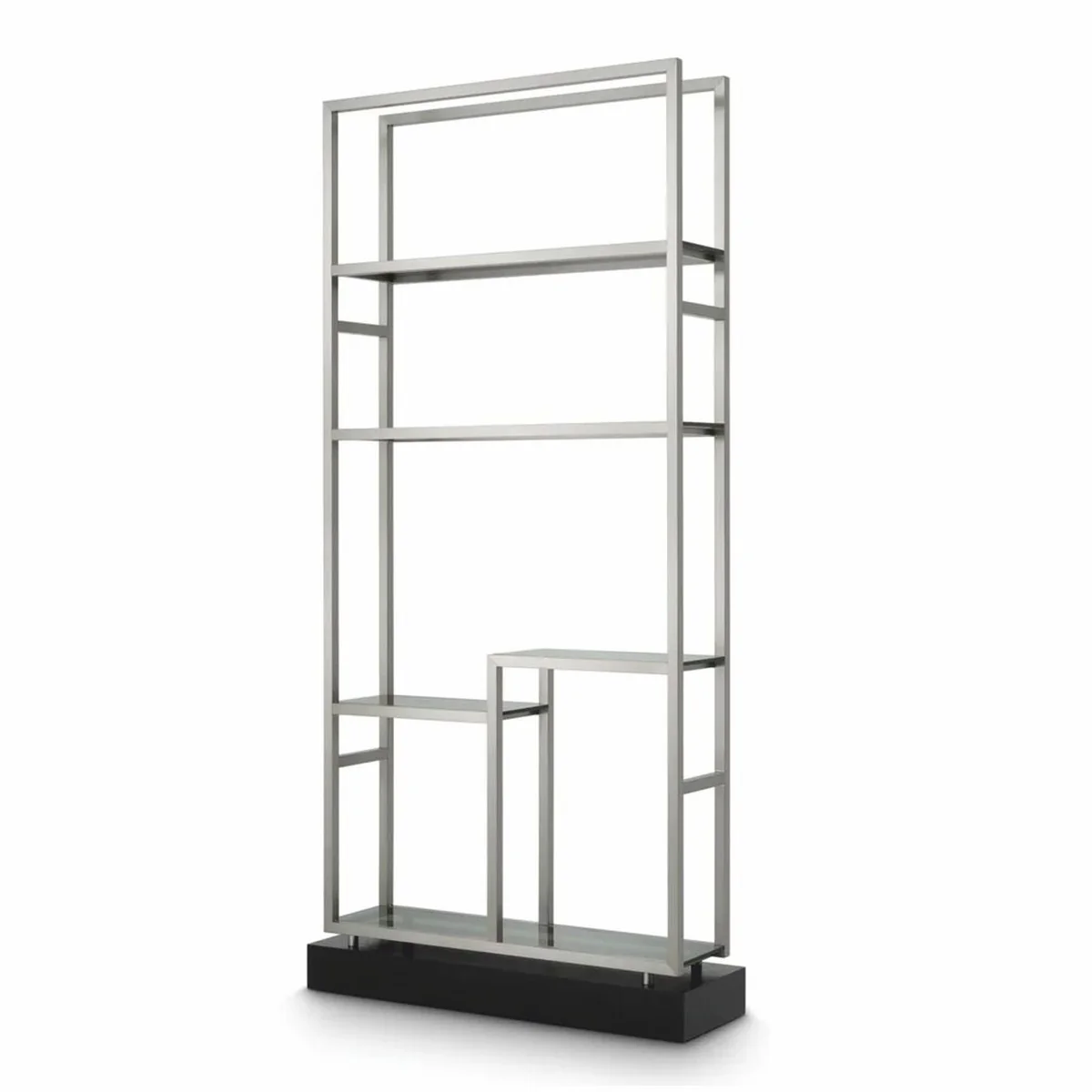 Casa Padrino armario de estanter¨ªa con 5 estantes de vidrio plata / negro / gris A. 240,5 cm - Muebles de lujo