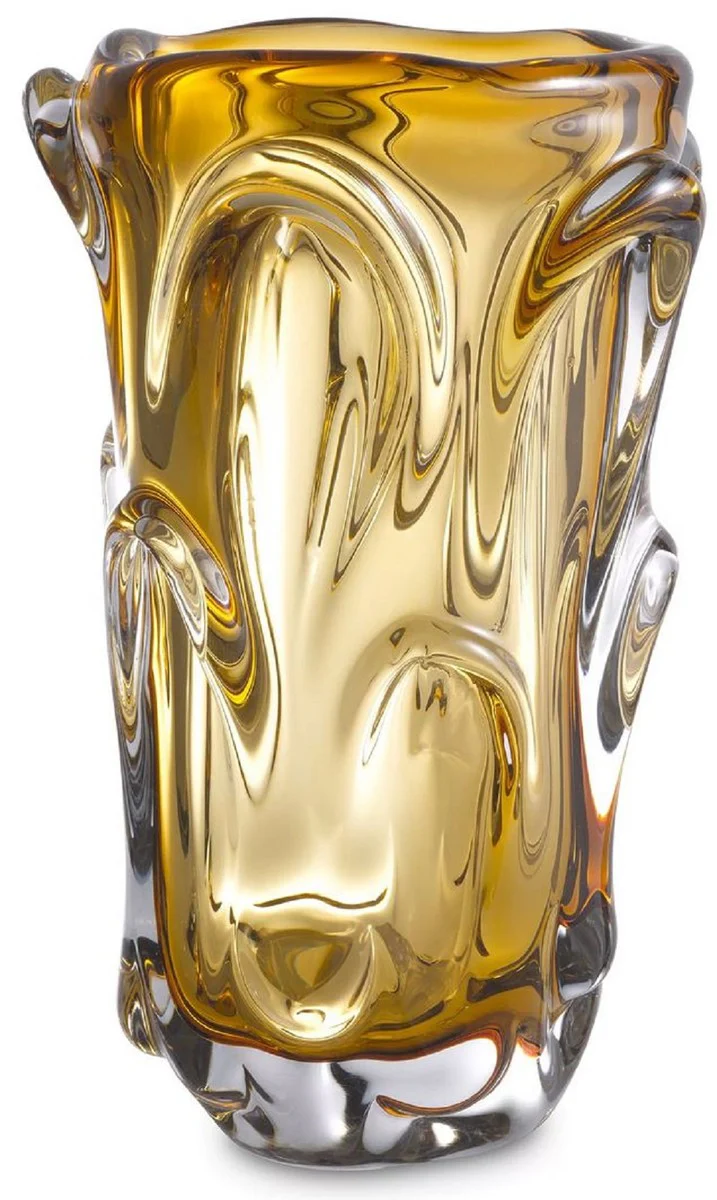 Casa Padrino florero de cristal de lujo amarillo Ø 20 x A. 31 cm - Florero decorativo moderno - Accesorios Decorativos - Colección de Lujo
