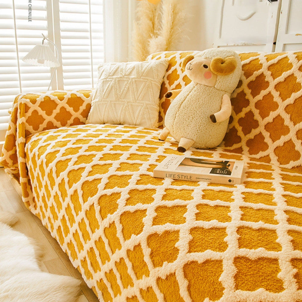 Modern Non-slip Sofa Cover Colorblock Anti-scratch Home Protective Couch Cover