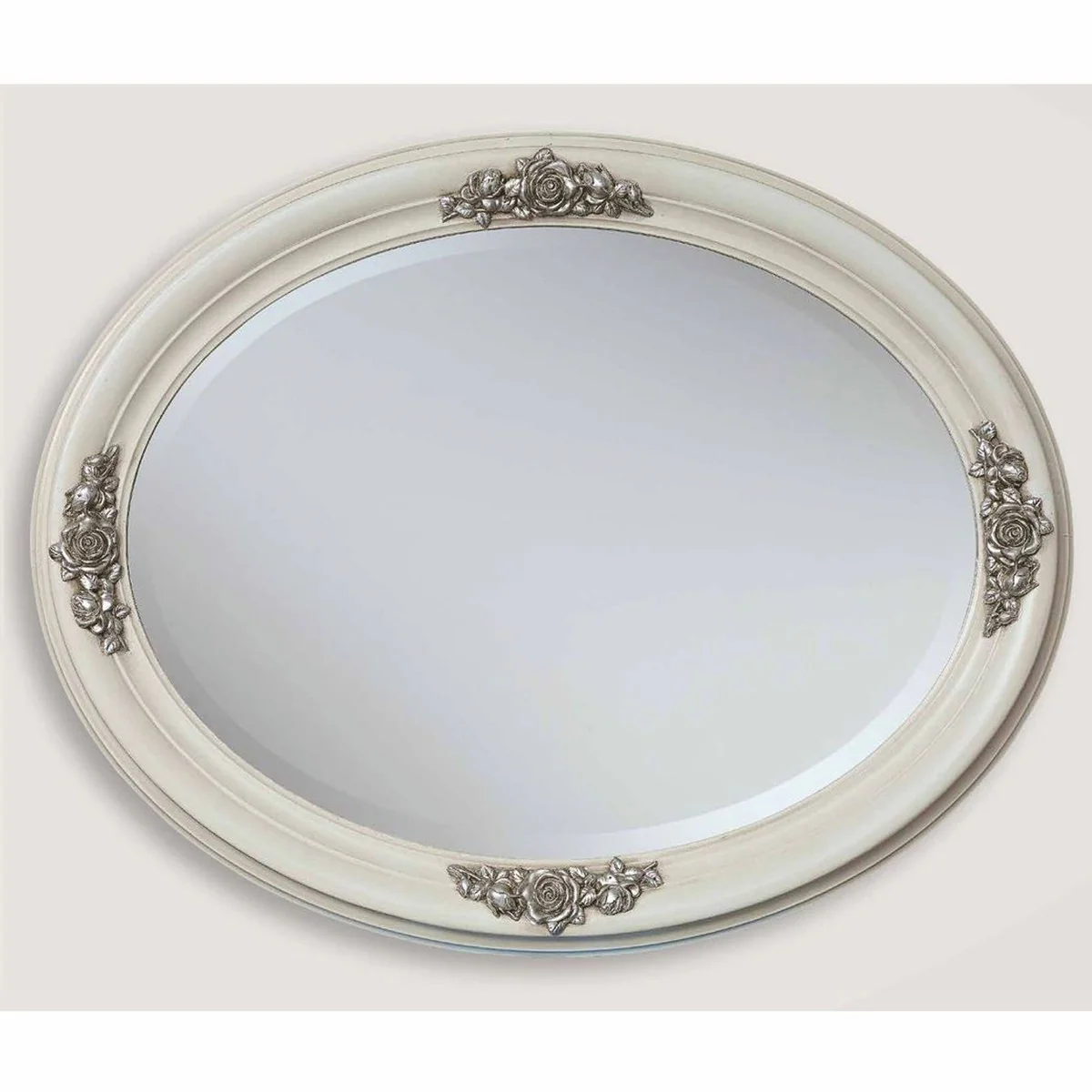 Casa Padrino espejo barroco de lujo marfil / plata 96,5 cm - Muebles barrocos - Hecho en Italia