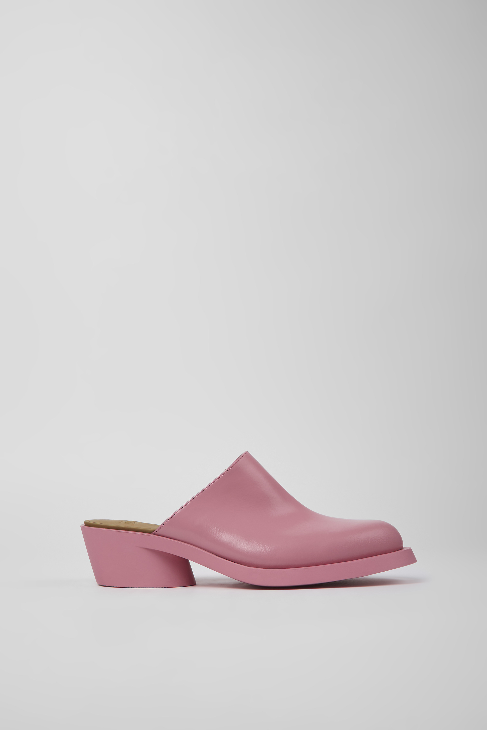 Bonnie - Pink leather mules for women