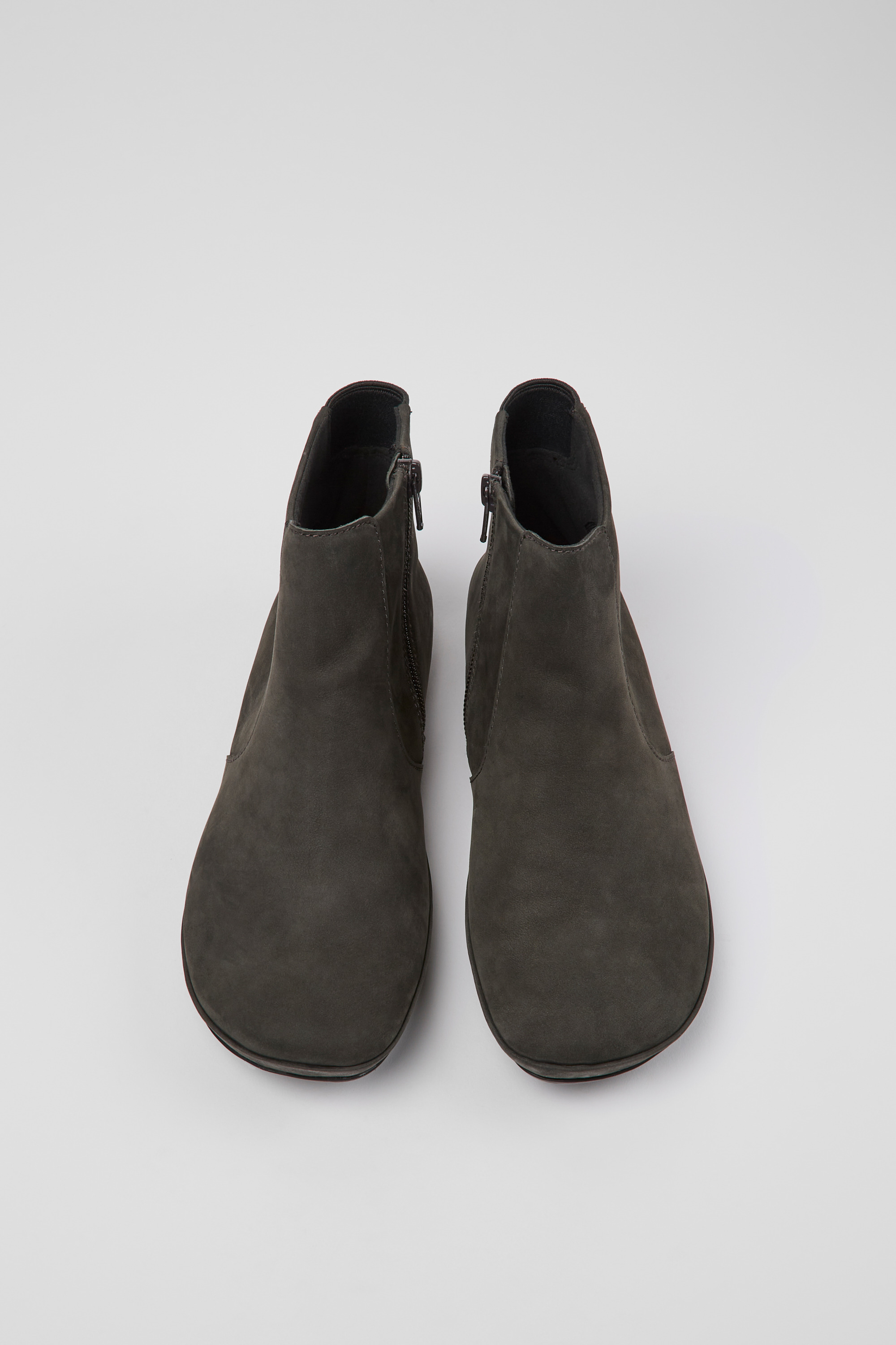 Right - Gray nubuck ankle boots for women