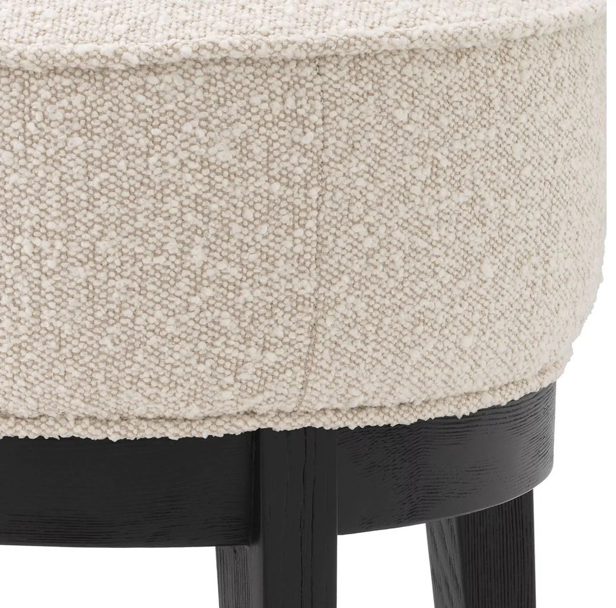 Casa Padrino taburete de lujo crema / negro ? 45,5 x A. 47 cm - Taburete de sal¨®n redondo - Taburete redondo moderno - Muebles de Lujo