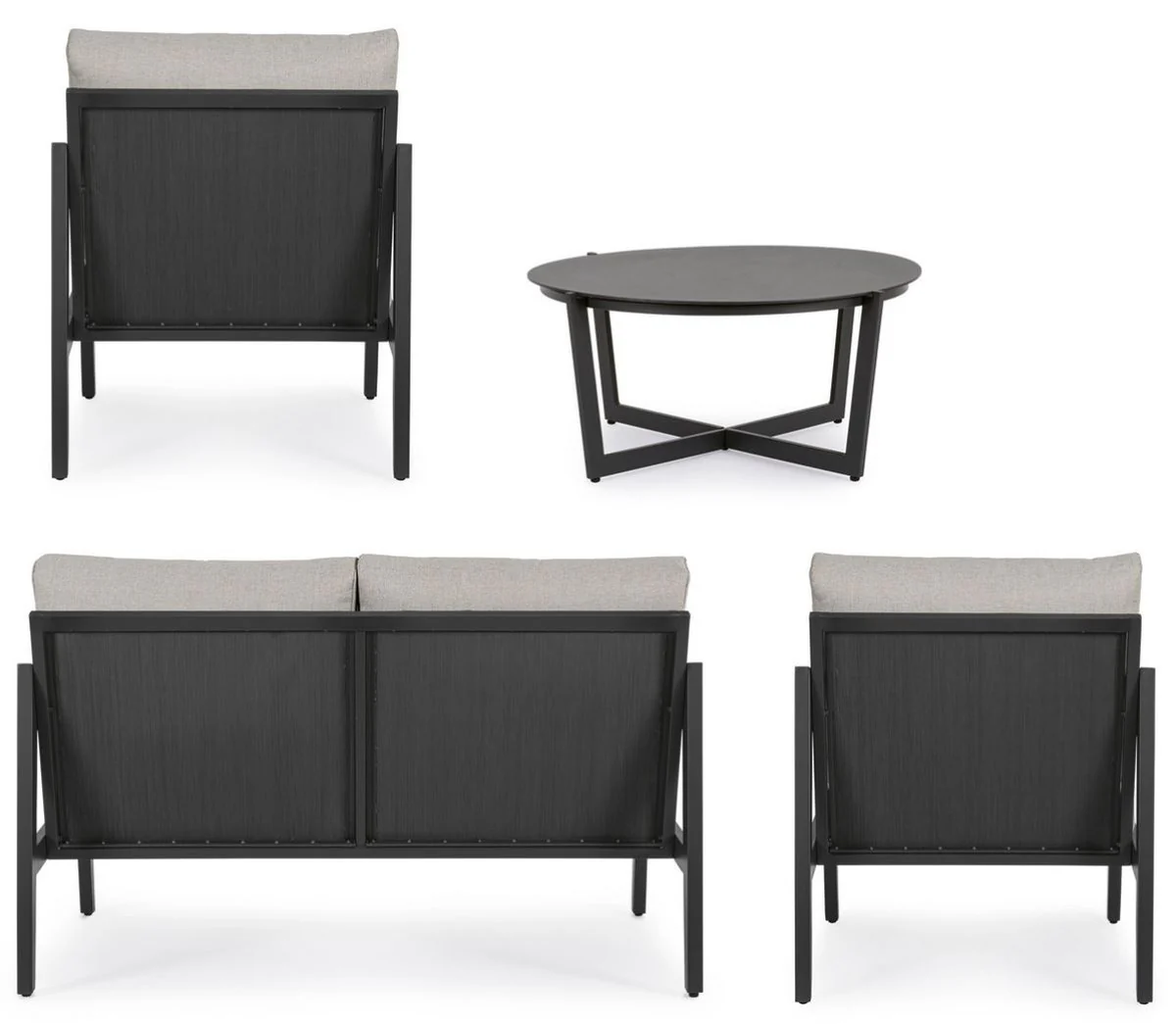 Casa Padrino conjunto de muebles de jard¨ªn de lujo gris / antracita - 1 Sof¨¢ de Jard¨ªn y 2 Sillones de Jard¨ªn y 1 Mesa de Jard¨ªn de Lujo - Muebles de jard¨ªn - Muebles de piscina - Muebles de lujo