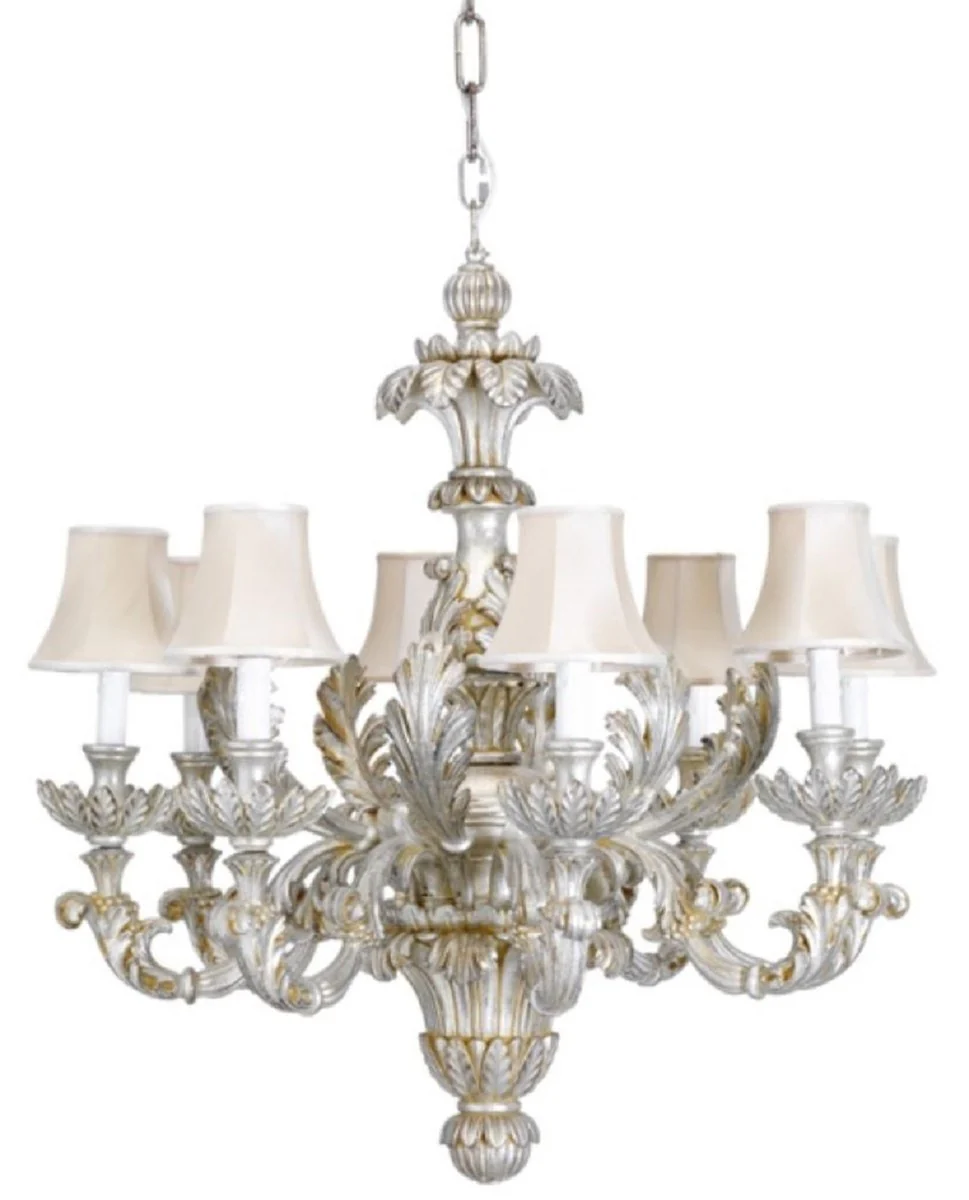 Casa Padrino araña de luces barroco de lujo plata / oro Ø 79 x A. 82 cm - Magnífica araña de salón de estilo barroco - Calidad de lujo - Hecho en Italia