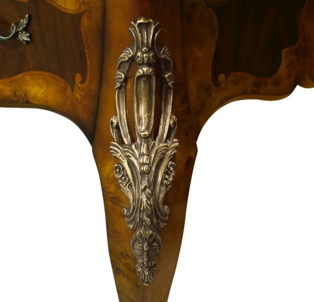 Casa Padrino escritorio barroco de lujo marr¨®n claro / marr¨®n oscuro / rojo - Secretario de madera maciza hecho a mano con 3 cajones - Mobiliario de oficina barroco noble